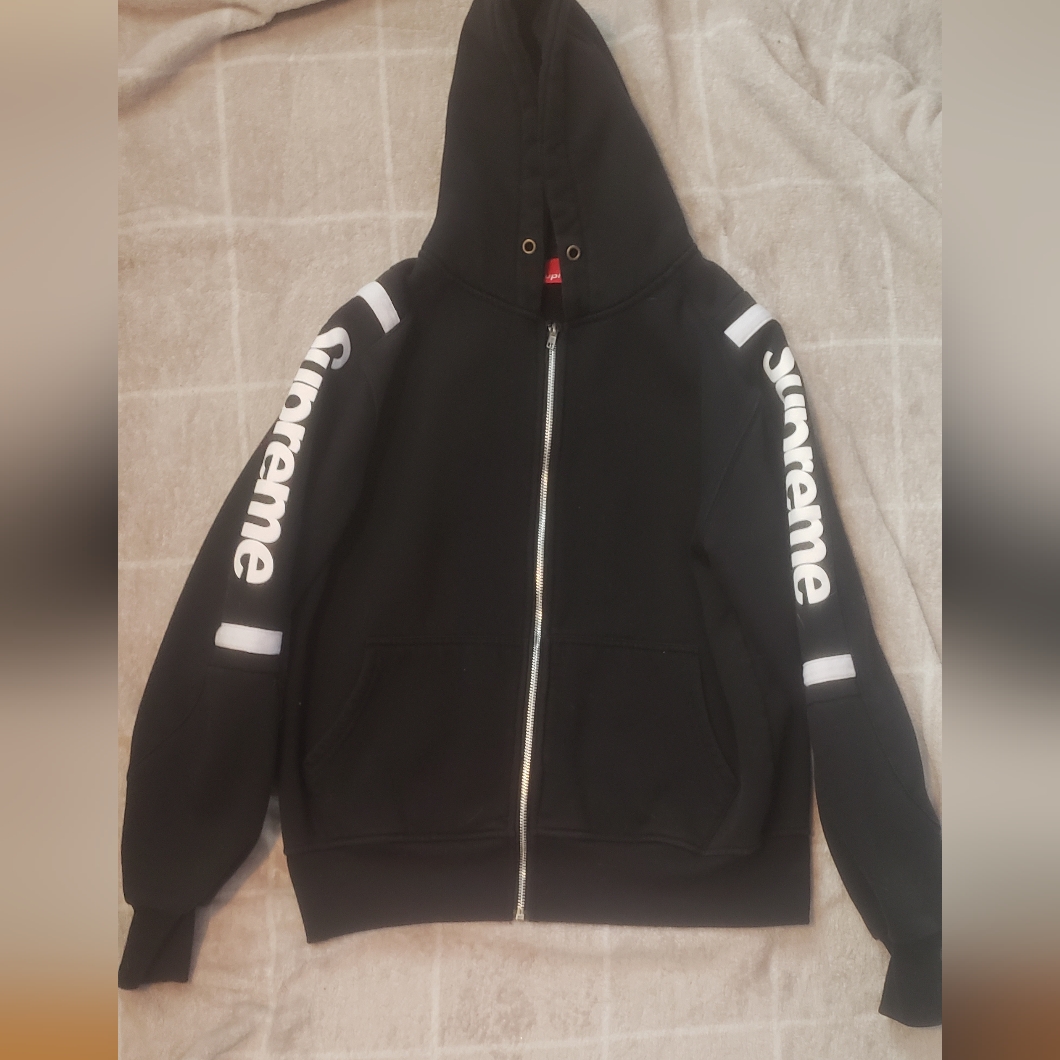 Supreme Black Hoodie With White Accents